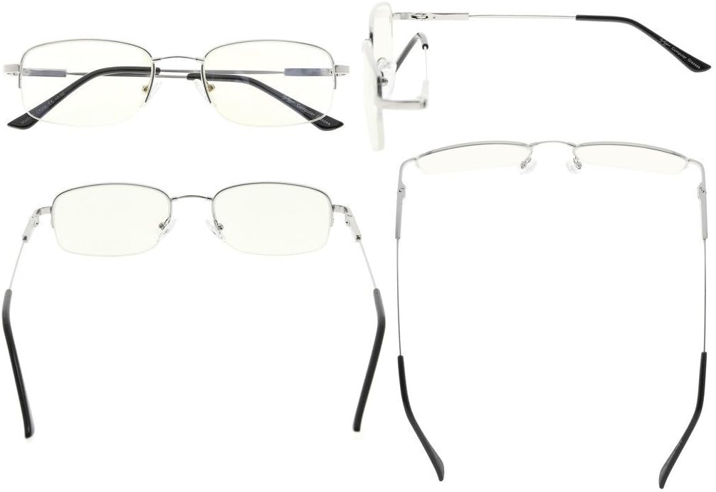 Bendable Memory Titanium,Blue Light Blocking,Half-Rim Computer Reading Glasses(Silver) +0.75, Cg1704-silver - Image 4