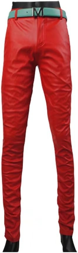 Amazon Co Jp Eleitchtee レザーパンツ メンズ スキニー 革パンツ ライダースパンツ レザーズボン 皮パン 裏起毛 バイクウェア スリム シワ加工 008 Tsfs Ts006 37 レッド ホビー