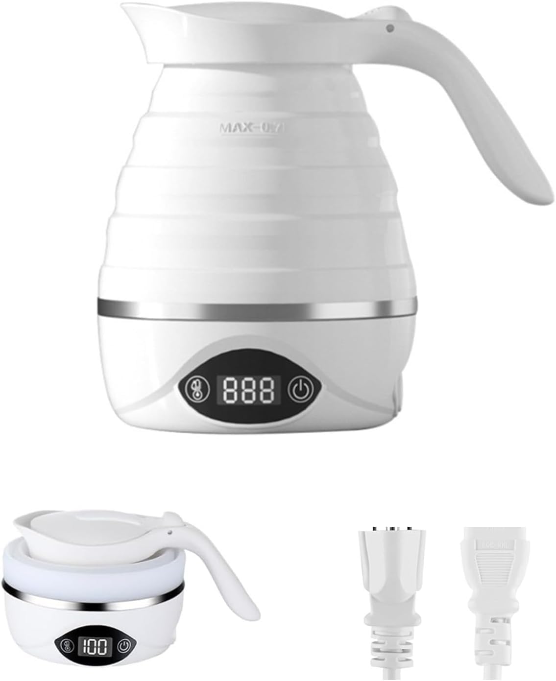 Photo 1 of PARTS ONLY ---------------------------------------------------------Collapsible Electric Travel Kettle, Portable Foldable Kettle for Boiling Water, Small Electric Kettles, Food-grade BPA Free Silicone, Suitable for 110V & 220V Dual Voltage, 850W (Pure Whi