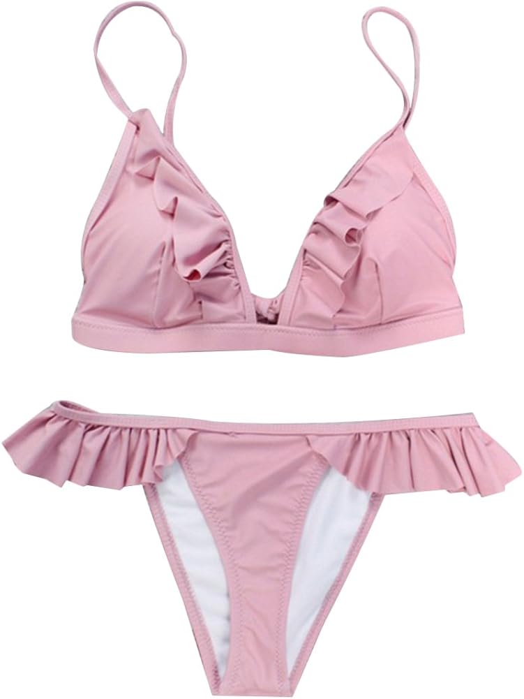 Womens Triangle Bikini Set Two Piece Strappy Push Up Padded Halter