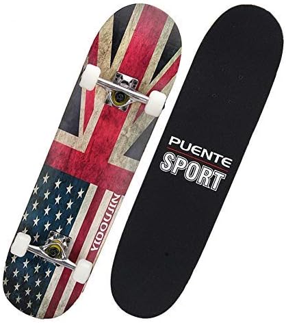 PUENTE Standard Skateboards, 31 inch Complete Skateboards 8-Ply Maple Wood, Pro Skateboards for Kids and Adults