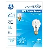 GE Lighting 78796 Energy-Efficient Crystal Clear 43-Watt (60-watt replacement) 750-Lumen A19 Light Bulb with Medium Base, 2-Pack