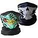 Motorcycle Riding Mask Tube Skull Face Mask Multifunctional Outdoor Mask Bandana Beanie Scraf Headband Muffler 2PCS (White+Green)