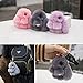 IKEPOD Rex Rabbit Fur Keychain, Fluffy Real Bunny Keyring, Soft Cute Pom Pom Ball Doll Pendant Key Chain, Plush Charms for Car/Handbag - Light Blue
