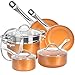 Shineuri Cookware Sets, Non-Stick Sauce/Frying/Skillet/Roasting Pots and Pans with Athermic Stainless Steel Handle, Apply to Electric, Gas, Ceramic, Induction, Pack-10, Non Toxic Kitchen Fry Basket