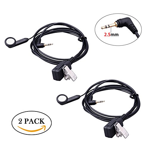 BONMIXC Walkie Talkie Earpiece, 2.5mm 1-Pin Walkie Talkie Headset with PTT Mic, Compatible with Motorola Talkabout Radios (2 Pack)