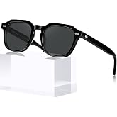 CARFIA Acetate Polarized Sunglasses for Men Retro Square Shades CA5405 | Handcrafted Non-Fading Acetate, Anti-Glare, UV400, Shatterproof Lenses, Classic Timeless Design, Ideal for Driving, Gifting