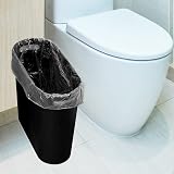 Caxmtu 10L Small Bathroom Trash Can Plastic Bin with Handle 2 Pack Black view 3