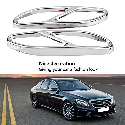KIMISS 2Pcs Car Stainless Steel Silver Exhaust Tailpipe Cover Trim for Mercedes Benz S Class W222 2018 - Thumbnail 4
