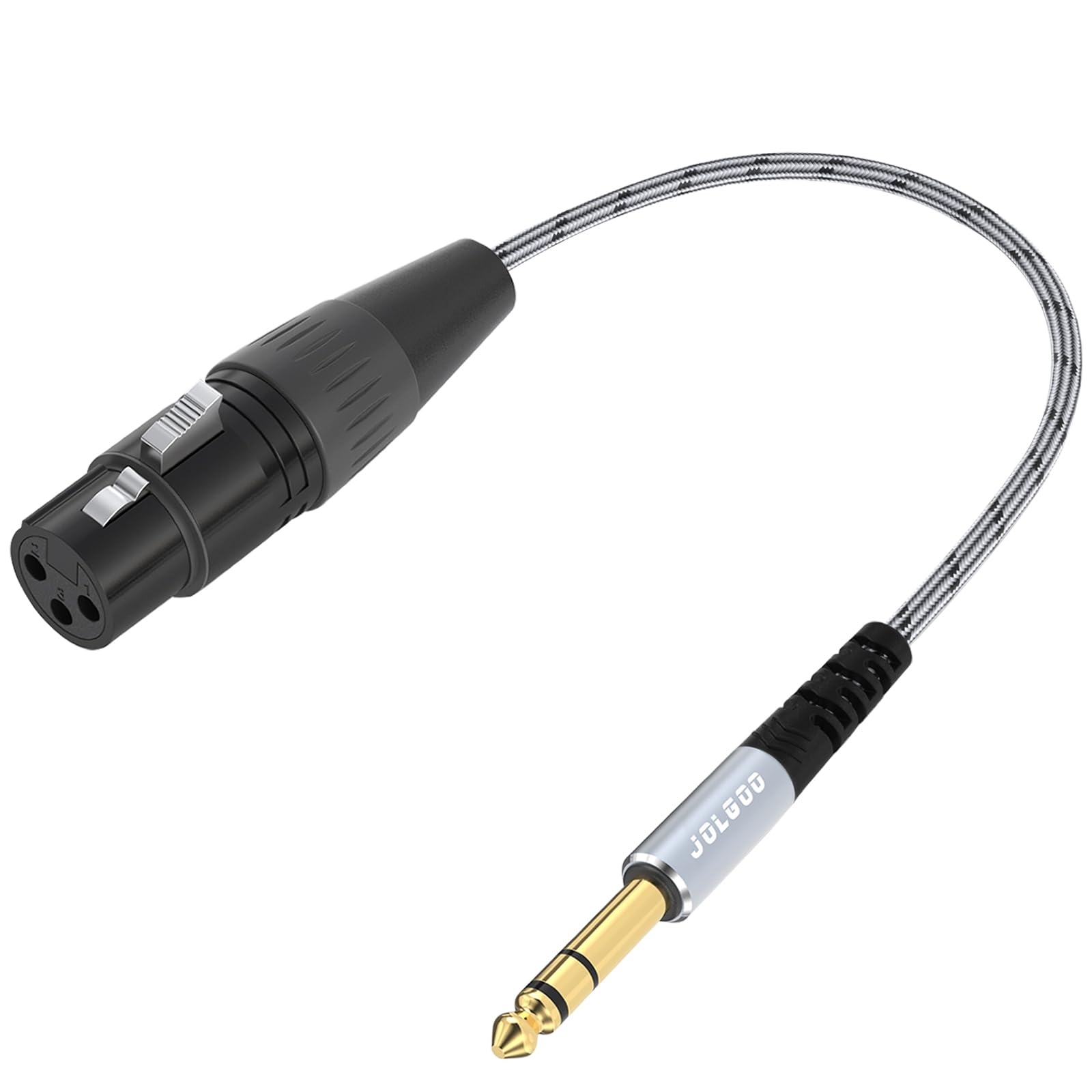 JOLGOO XLR Female to 1/4 Inch 6.35mm TRS Adapter Cable, XLR to Quarter inch Patch Cable, 0.3 Meters, for Microphone,Mixer,Guitar,AMP,Speakers