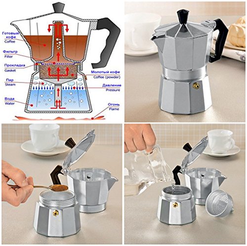Coffee Maker Aluminum Italian Moka Pot 6 cups by PetriStor