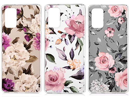 Galaxy S20+ Flower Case, Badalink Floral Pattern Case for Galaxy S20 Plus [ 3-Pack ] Flexible TPU Protective Case with Refreshing Colors, Cute S20+ Skin Shockproof Cover 3pcs Cases for Girls Women