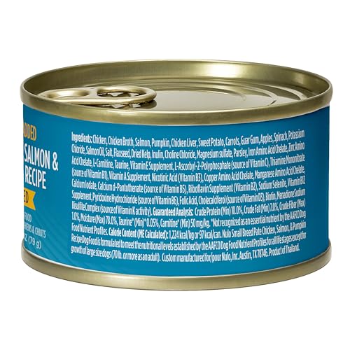 NULO GRAIN-FREE SMALL BREED WET CANNED PUPPY & DOG FOOD, CHICKEN, SALMON, AND PUMPKIN, 2.8 OUNCE, 12 CANS