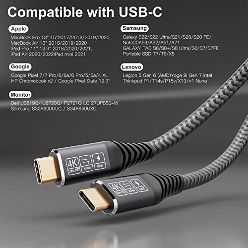 CAKOBLE USB C Cable to USB C 2M, USB 3.2 Gen2 Type C Charging Cable, 20 Gbps Data Transfer, 100 W 20 V/5 A Fast Charging Cable, 4K @@ 60Hz Video Transfer for Laptop, Mobile Phone, Monitor, Devices