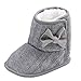 Annnowl Baby Snow Boots Knitted Crib Shoes with Bow 0-18 Months (0-6 Months, Grey)