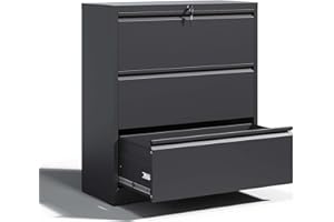 OPTYMIRA Locking Filing Cabinet with 3 Drawer Heavy Duty Large Metal File Cabinet Home Office Lateral File Cabinets Wide Steel Cabinet for Legal/Letter Size File,Assembly Required