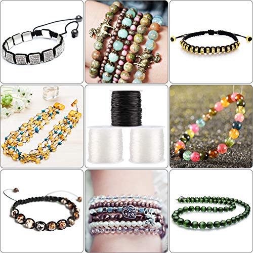 Elastic Bracelet String Crystal Cord Stretch Bead Cord for Jewelry Making and Bracelet Making Clear and Black 1mm 3 Pack - Thumbnail 5