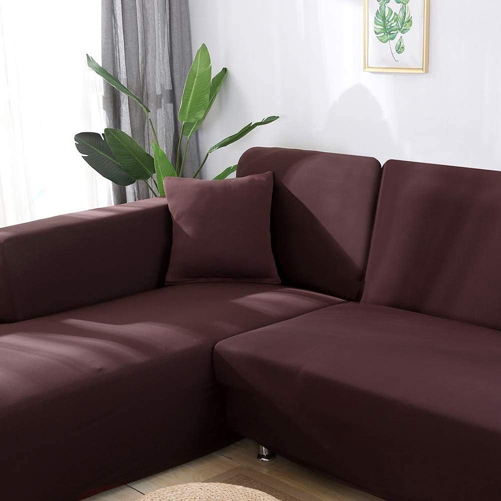 Mingfuxin Upgraded Sectional Couch Covers for 3 Cushion Couch, L Shaped Sectional Sofa Cover Furniture Slipcovers for Dogs Pets with 2PCS Pillowcase Couch Covers Sectional(Brown): Kitchen & Dining