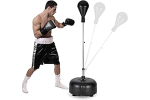 PEXMOR Reflex Bag, Freestanding Punching Bag with Stand, Speed Boxing Ball, Height Adjustable for Adults & Teens, Perfect for Stress Relief/Fitness/Punch Training at Home, Easy Assembly & Durable