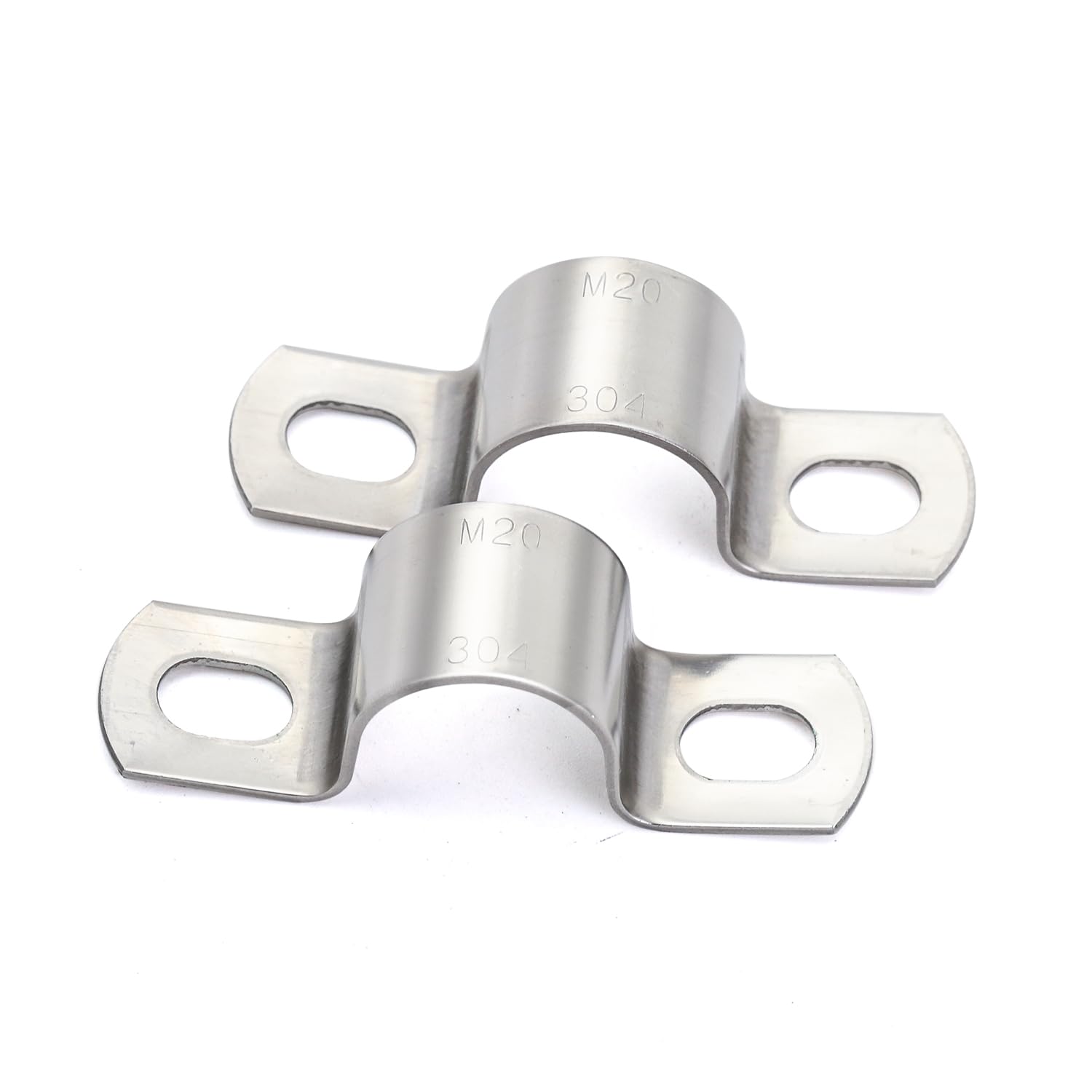 MgcTolBox Pipe Strap Clamp Ø 3/4 Inch, Heavy Duty Metal U Bracket with 2 Holes - Stainless Steel Conduit Clamps - Pipe Mounting Brackets | Ø 20 mm | 10 Pcs — image 1