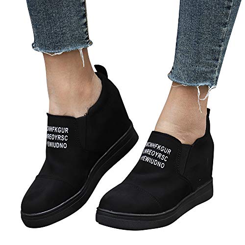 Teresamoon Women's Ladies Fashion Ankle Letter Increasing Wedges Shoes Short Boots