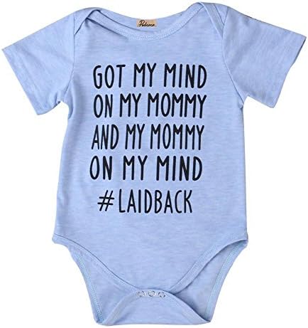 BODYSUIT Baby Boy/Girl Got My Mind On My Mommy and My Mommy On My Mind #Laidback Graphic Printed Short Sleeve Onesie