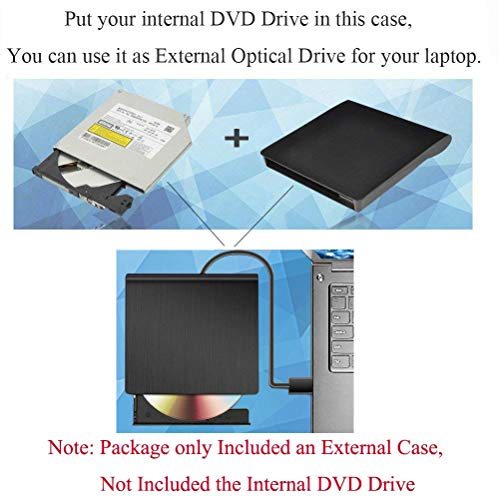 External USB 3.0 12.7mm SATA Optical Drive Case, Enclosure Case Compatible with 12.7mm SATA Optical CD/DVD/Blu-Ray Drive