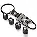 MYCXS Black Tire Valve Stem Air Caps Cover and Keychain Combo Set
