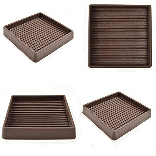 Combo Solutions Caster Cups Rubber 3x3 Inches (4 Count)