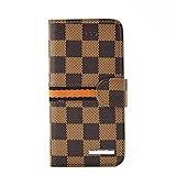 RAYTOP iPhone 6s Case Leather Cover for Apple iPhone 6 4.7 Regular Size Kickstand Brown Leather Checker Plaid Striped Magnetic Hand Strap Wristlet Slim Men Guys Gift Classy Decent Business Style New