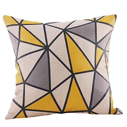 Modern Simple Geometric Style Soft Linen Square Decor Throw Pillow Covers for Sofa,Car,Home Decor, 18 x 18 Inches