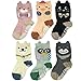Wrapables Peek A Boo Animal Non-Skid Toddler Socks (Set of 6), Zoo Animals, Large