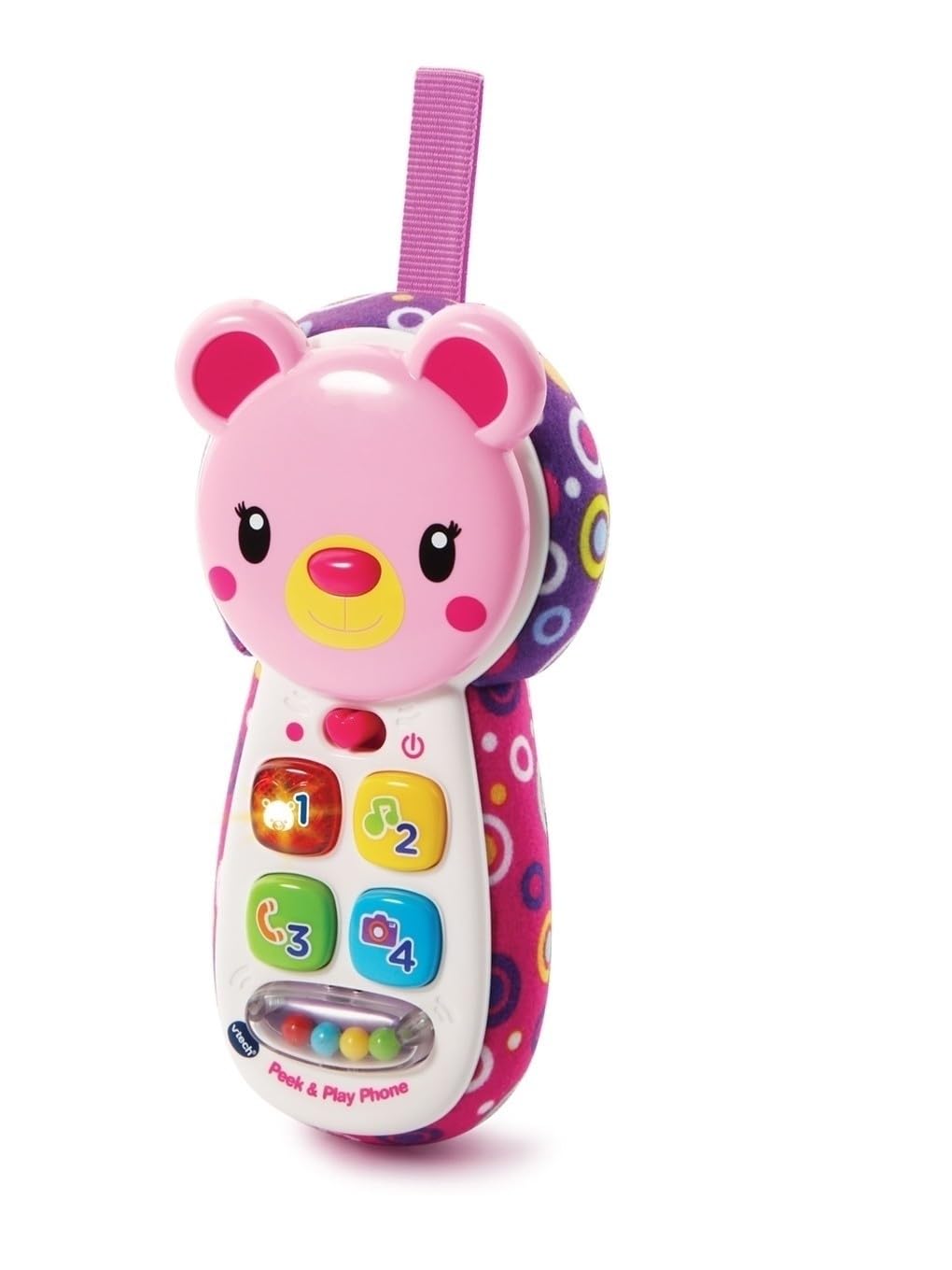 VTech Peek and Play Phone, Kids Mobile Phone Toy, Educational Toy for Sensory Play, Gift for Babies, Suitable for Girls and Boys Aged 3 Months +, Pink, 1 Count (Pack of 1)