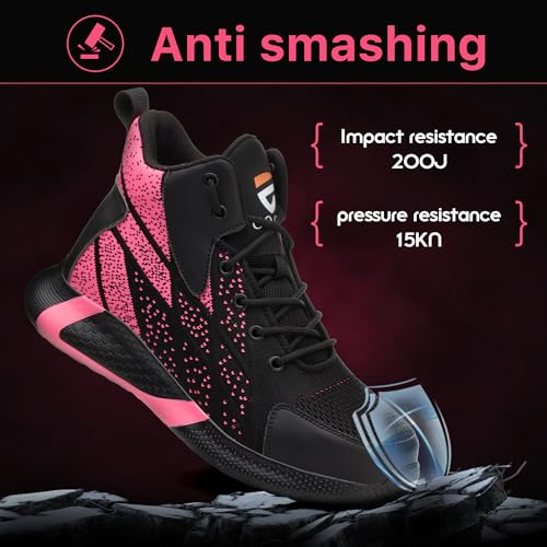 COOU Safety Boots for Men Lightweight Safety Shoes Women Breathable Safety Footwear Steel Toe Work Boots