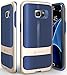 Galaxy S7 Edge Case, Vena [vAllure] Wave Texture [Bumper Frame | CornerGuard ShockProof | Strong Grip | Slim] Hybrid Cover for Samsung Galaxy S7 Edge (Gold/ Navy Blue)