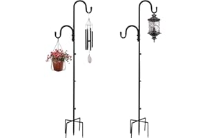 MIPON 2 Pack 78 Inch Double Shepherds Hooks for Outdoor Bird Feeder,Hanging Plants,Solar Light,Adjustable 78/62/46/30 Inch,5/8 Inch Width Heavy Duty Garden Shepards Hook