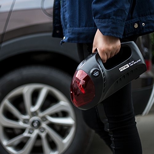 POTEK DC 12V 300PSI Portable tire inflators /Car Electric Air Compressor Pump with Gauge for Car, Truck, Bicycle ,Basketballs and Inflatable Objects