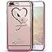 PHEZEN iPhone 8 Plus Case,iPhone 7 Plus Case, Clear Soft TPU Case with Mini Love Heart Bling Crystal Rhinestone Diamonds Plating Rose Gold Frame Silicone Gel Back Case for iPhone 7 Plus, Love Heart