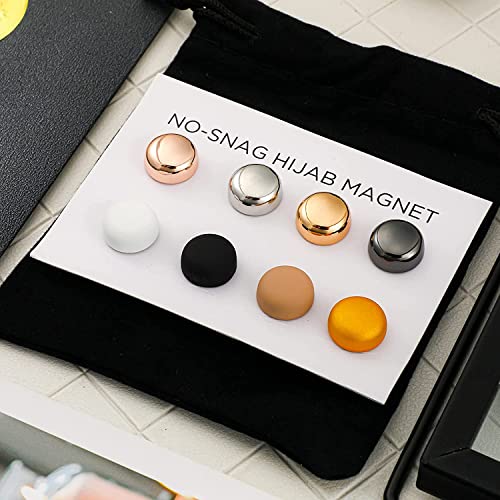 Loiisgy 8 Pieces Hijab Magnetic Pins, Strongest Commercial Strength Magnetic Hijab Pins Buttons for Women Scarf Knitwear Hats Lapel Safety, Shiny and Matte Style Pack (8 Colors)