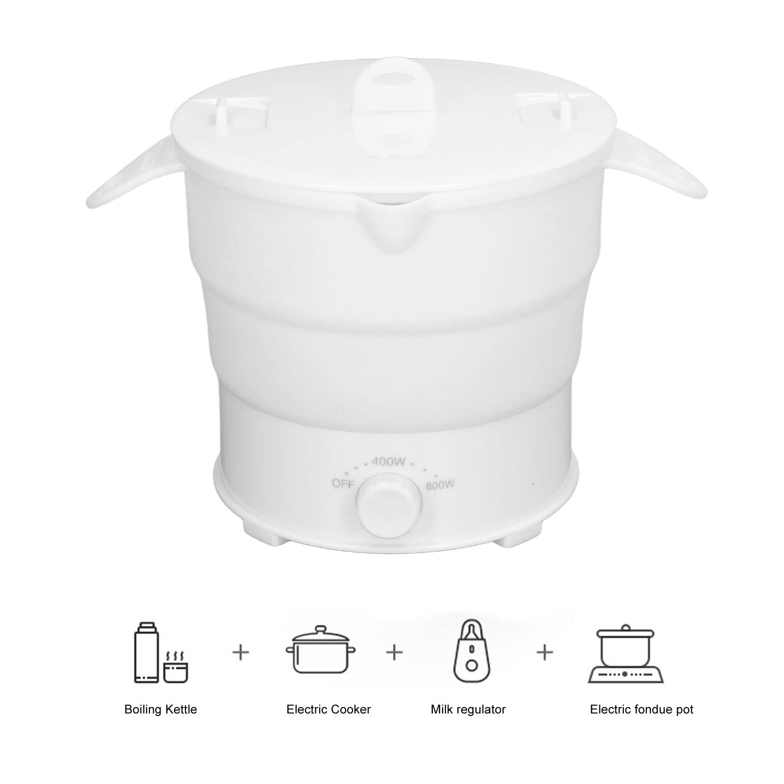 Luqeeg 800W | 1.2L Portable Foldable | Electric Cooker Pot for Dormitory, Camping, Office, Travel