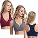 CAKYE 3PACK Racerback Maternity Nursing Sleep Bra Breastfeeding Tank (Large, A-Navy/Charcoal/Burgundy 3Pack)