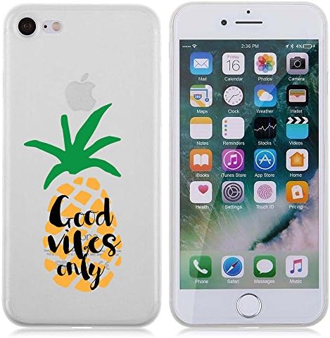 iPhone 7 Case / iPhone 8 Case - Good Vibes Only Pineapple Quote Cool Summer Hipster Clear transparent designer High TPU case with drop protection-Unique Designer Trendy Case for girls unisex women