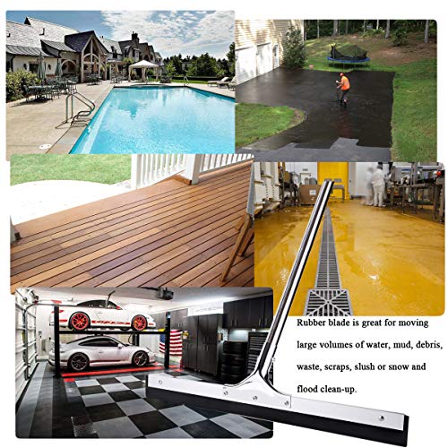YCUTE Commercial Heavy Duty Floor Squeegee with 22" Rubber Blade- 52.9" Stainless Steel Long Handle Best for Moving Fluid Flat Concrete Tile Glass Marble and Wood Surfaces - Thumbnail 2