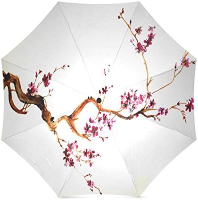 Beautiful Cherry Blossom Tree, Sakura Flower Pattern Custom Folding Portable Outdoor Rain /Sun Umbrella Beach Travel Shade Sunscreen For Women/Men
