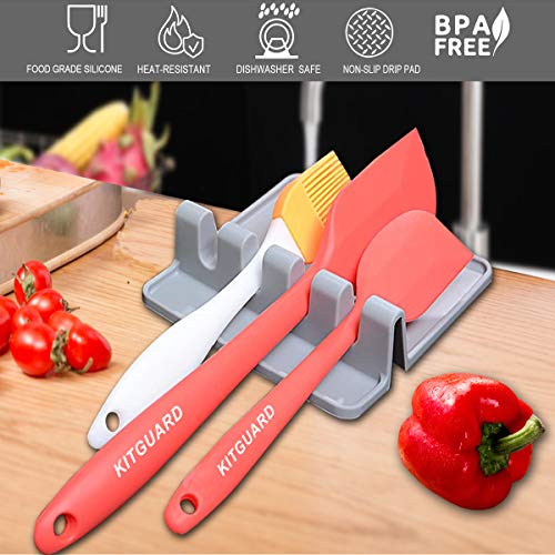 Spoon Rest Gray,Silicon Spoon Rest Mat,Stove Spoon Rest,Utensil Spoon Rest,Silicon Spoon Rest, Kitchen Utensil Rest,Silicone Spoon Rest-by KITGUARD