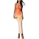 GORGLITTER Women's Starfish Gradient Bodycon Maxi Dress Spaghetti Straps Casual Summer Vacation Beach Cocktail Sundress