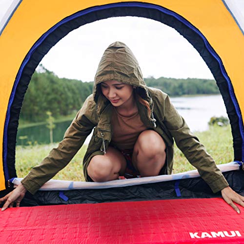 KAMUI Self Inflating Sleeping Pad - 2 Inch Thick Camping Pad Connectable with Multiple Mats for Tent and Family Camping (Red)