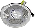 LEDwholesalers 12V 16.4ft RGB Color-Changing Flexible LED Ribbon Strip Light in White PCB, 2034RGB-R2