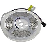 LEDwholesalers 12V 16.4ft RGB Color-Changing Flexible LED Ribbon Strip Light in White PCB, 2034RGB-R2