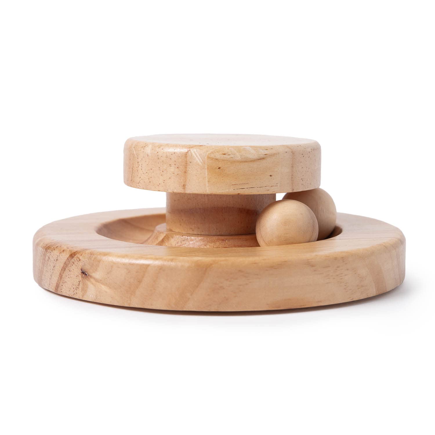 New Living Bamboo Cat Toy, Ball and Track, Turntable and Ball Set, Different Tier Levels, Eco Cat Toy, Kitten Toy, Fun Mental and Physical Exercise (Single Layer)